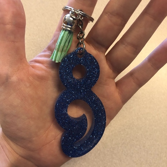 Handmade Semi Colon Mental Health Awareness Keychain - Picture 3 of 6